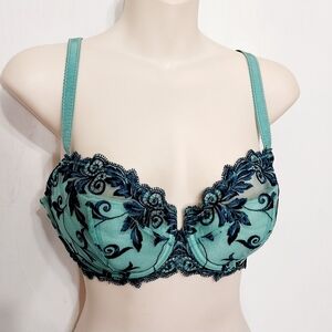 Soma Teal and Navy Floral Lace Bra